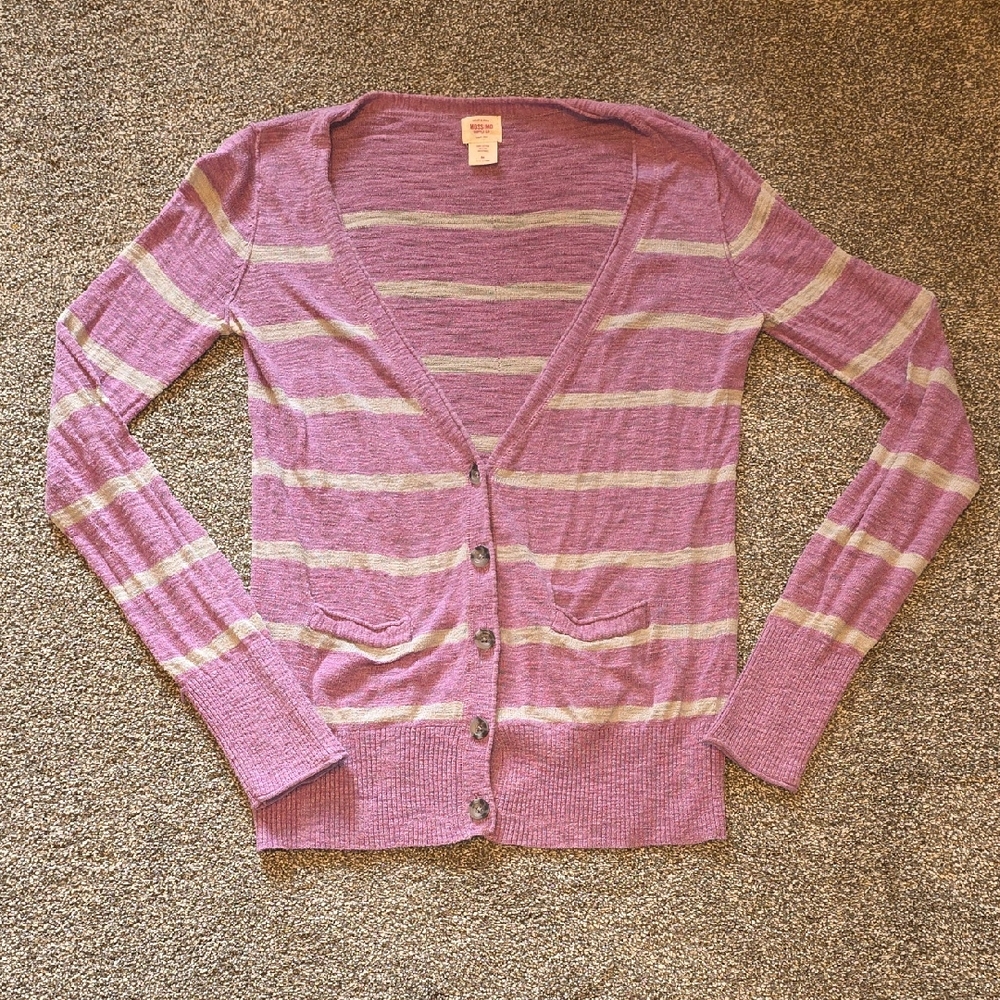 Mossimo Supply Co. Lavender and Cream Striped Cardigan